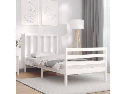 Rám postele s čelem bílý Small Single masivní dřevo 3193817