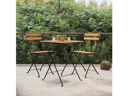 3dílný skládací bistro set masivní teakové dřevo a ocel 319977