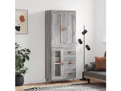 Skříň highboard šedá sonoma 69,5 x 34 x 180 cm kompozitní dřevo 3199919