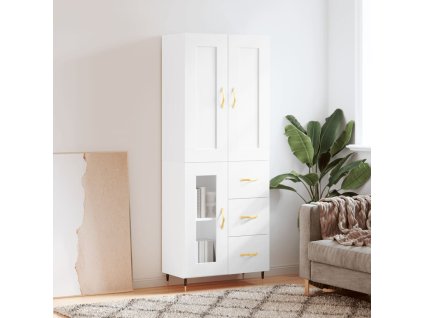 Skříň highboard bílá 69,5 x 34 x 180 cm kompozitní dřevo 3199921