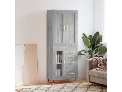 Skříň highboard šedá sonoma 69,5 x 34 x 180 cm kompozitní dřevo 3199927