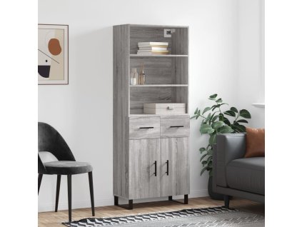 Skříň highboard šedá sonoma 69,5 x 34 x 180 cm kompozitní dřevo 3200543