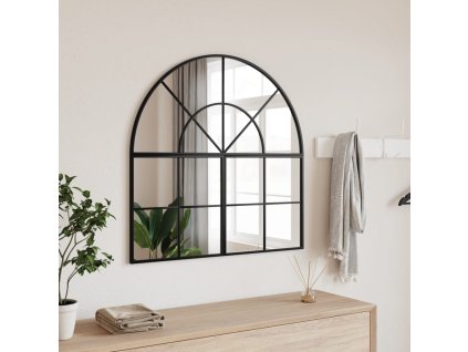 Nástěnné zrcadlo černé 80 x 80 cm oblouk železo 3200631