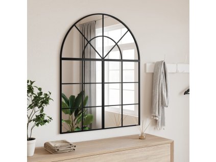 Nástěnné zrcadlo černé 80 x 100 cm oblouk železo 3200632