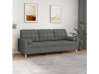 3místná pohovka s polštáři tmavě šedá 180 cm textil 3200791