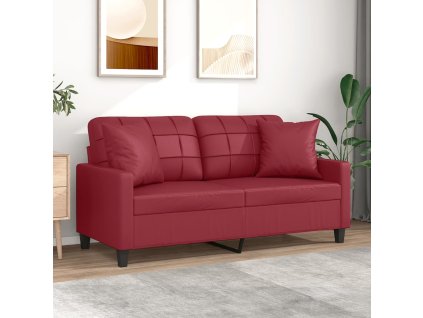 2místná pohovka s polštáři vínová 140 cm umělá kůže 3200806