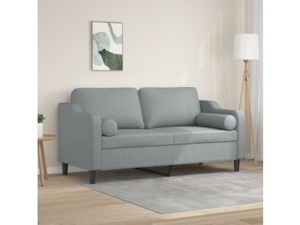 2místná pohovka s polštáři světle šedá 140 cm textil 3200845