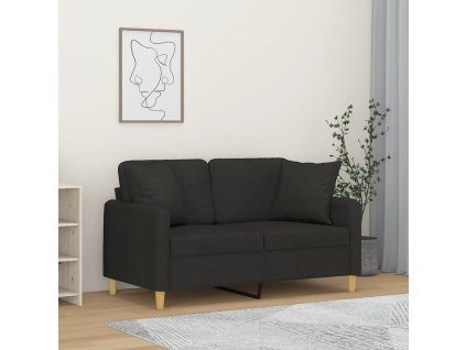 2místná pohovka s polštáři černá 120 cm textil 3200905