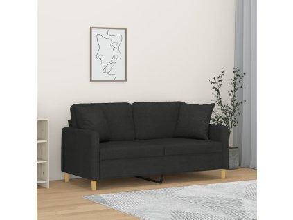 2místná pohovka s polštáři černá 140 cm textil 3200913