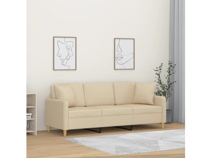 3místná pohovka s polštáři krémová 180 cm textil 3200919