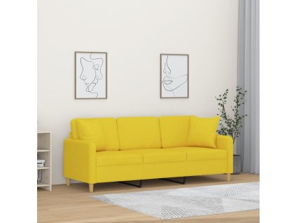 3místná pohovka s polštáři světle žlutá 180 cm textil 3200922