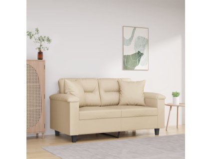 2místná pohovka s polštáři krémová 120 cm tkanina z mikrovlákna 3200969
