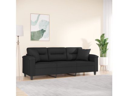 3místná pohovka s polštáři černá 180 cm tkanina z mikrovlákno 3200980