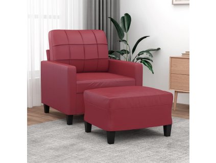 Křeslo s podnožkou vínové 60 cm umělá kůže 3201012