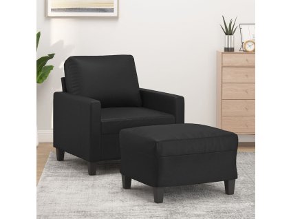 Křeslo s podnožkou černé 60 cm umělá kůže 3201019