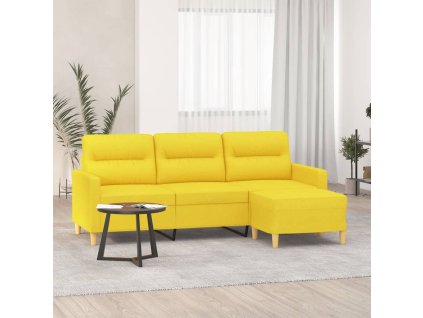 3místná pohovka s podnožkou světle žlutá 180 cm textil 3201078