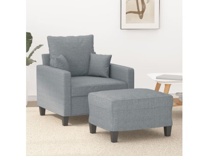 Křeslo s podnožkou světle šedé 60 cm textil 3201081