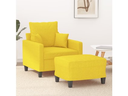 Křeslo s podnožkou světle žluté 60 cm textil 3201086