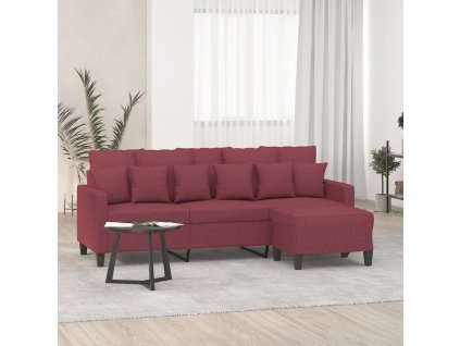 3místná pohovka s podnožkou vínová 180 cm textil 3201095