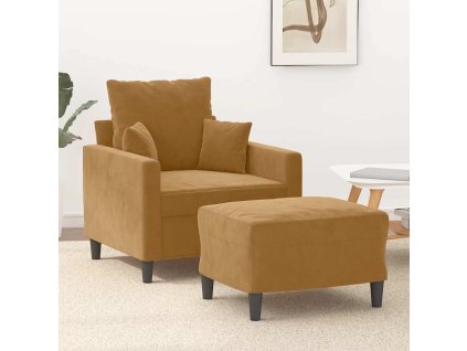 Křeslo s podnožkou hnědé 60 cm samet 3201104