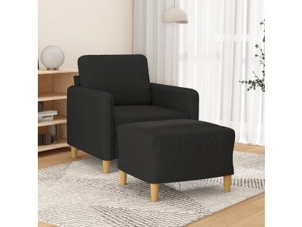 Křeslo s podnožkou černé 60 cm textil 3201188