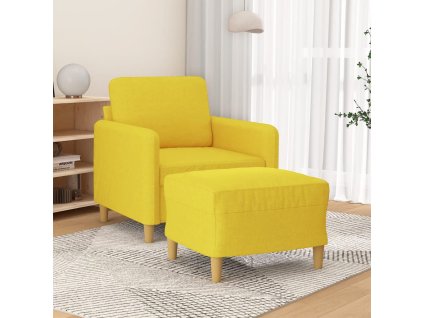 Křeslo s podnožkou světle žluté 60 cm textil 3201189