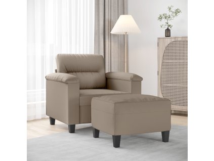 Křeslo s podnožkou taupe 60 cm tkanina z mikrovlákna 3201225