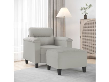 Křeslo s podnožkou světle šedé 60 cm tkanina z mikrovlákna 3201226