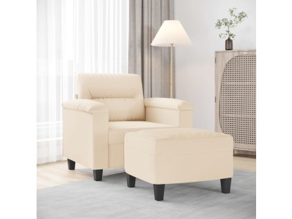 Křeslo s podnožkou béžové 60 cm tkanina z mikrovlákna 3201230