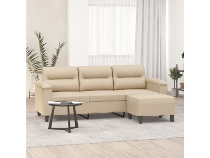 3místná pohovka s podnožkou krémová 180 cm mikrovlákno 3201235