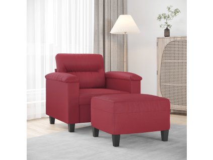 Křeslo s podnožkou vínové 60 cm umělá kůže 3201240