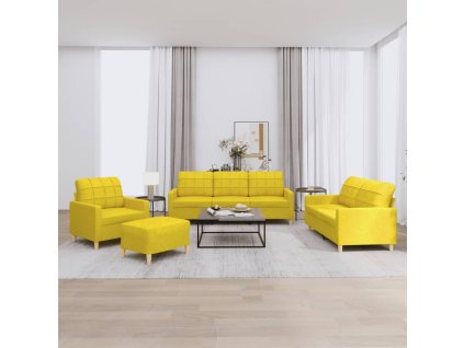 4dílná sedací souprava s poduškami světle žlutá textil 3201255