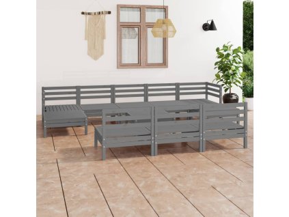 11dílná zahradní sedací souprava šedá masivní borovice 3083371