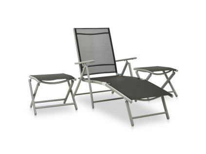 3dílná zahradní sedací souprava textilen a hliník stříbrná 312199