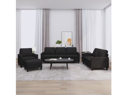 4dílná sedací souprava s poduškami černá umělá kůže 3201403