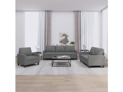 3dílná sedací souprava s poduškami tmavě šedá textil 3201429