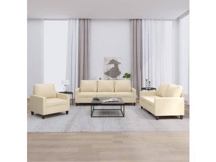 3dílná sedací souprava s poduškami krémová textil 3201430
