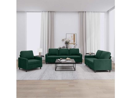 3dílná sedací souprava s poduškami tmavě zelená samet 3201478