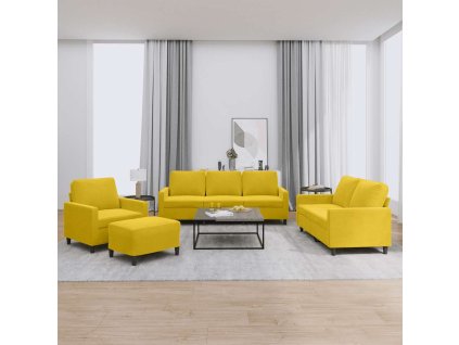 4dílná sedací souprava s poduškami žlutá samet 3201492