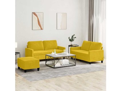 3dílná sedací souprava s poduškami žlutá samet 3201512