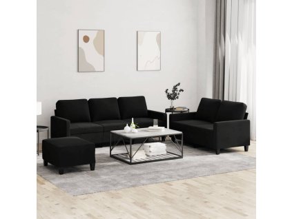 3dílná sedací souprava s poduškami černá samet 3201531