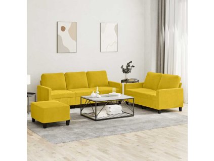 3dílná sedací souprava s poduškami žlutá samet 3201532