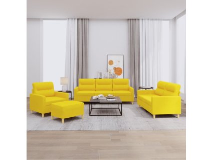 4dílná sedací souprava s poduškami světle žlutá textil 3201549