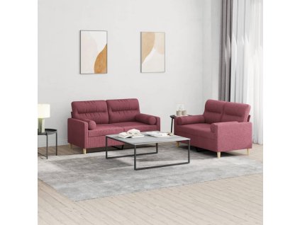 2dílná sedací souprava s polštáři vínová textil 3201590