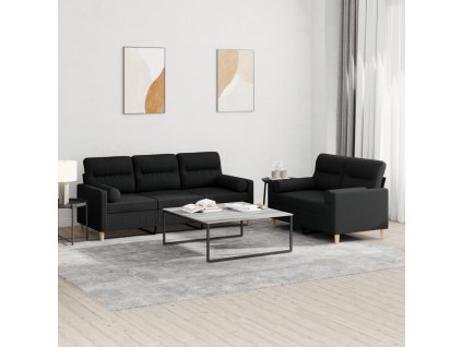 2dílná sedací souprava s polštáři černá textil 3201620