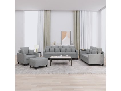 4dílná sedací souprava s polštáři světle šedá textil 3201640