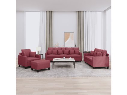 4dílná sedací souprava s polštáři vínová textil 3201646