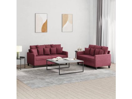 2dílná sedací souprava s poduškami vínová textil 3201654