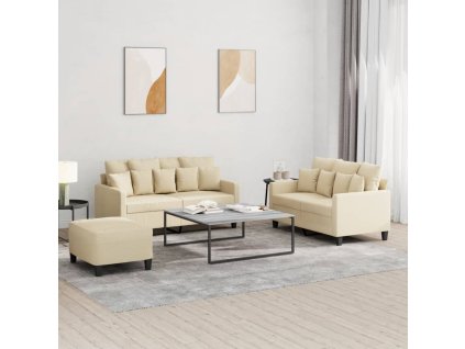 3dílná sedací souprava s poduškami krémová textil 3201658