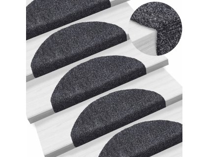 Schodové rohože samolepicí 10 ks 65 x 21 x 4 cm tmavě šedé, půlkulaté, velké 149701